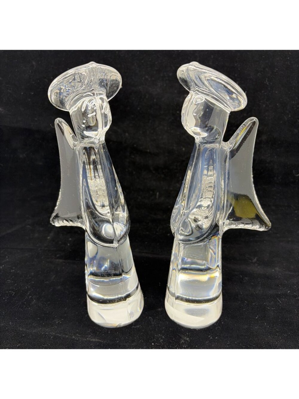 Pair Toscany Collection Angel Figurines 24% Lead Crystal Japan 9" Vintage